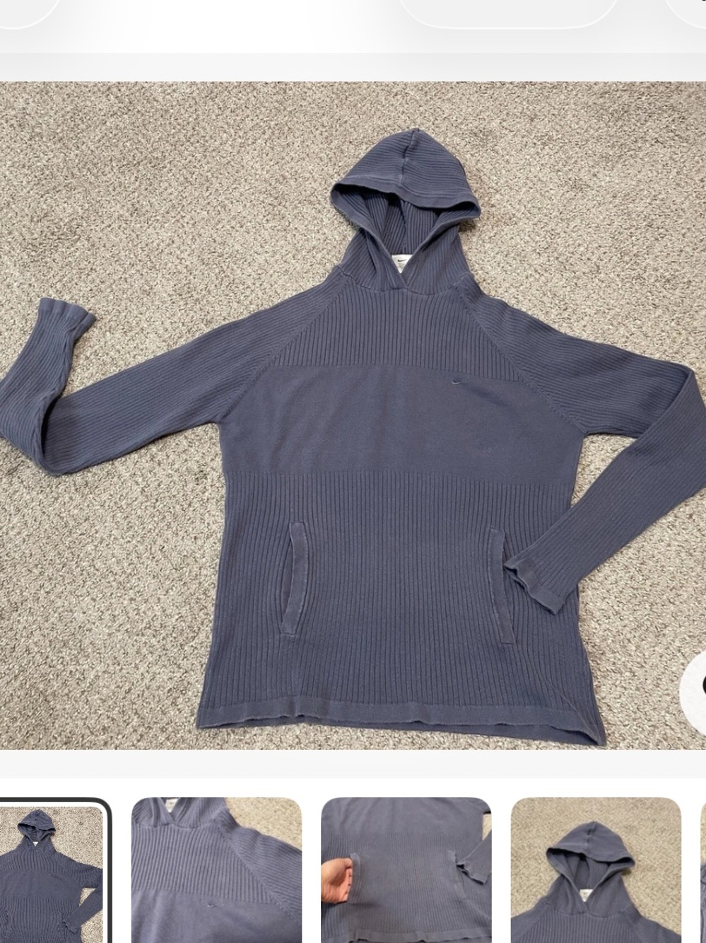 Nike Navy/purpleish Rib Knit Hooded Sweater